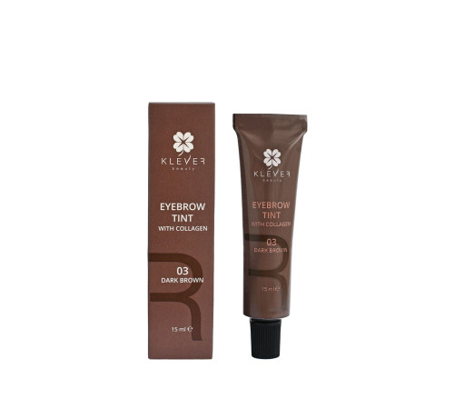 Фарба для брів із колагеном 03 Dark Brown Klever Beauty