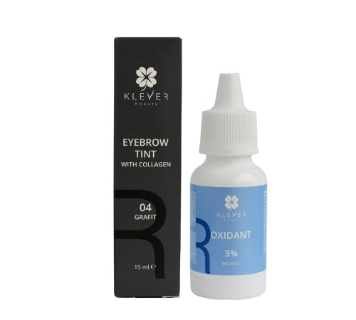 Сет фарба для брів 04 Grafit та окислювач 3% Klever Beauty