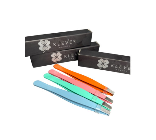 Пінцет для брів прямий кольоровий KLEVER